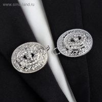 Зажим для кардигана &laquo;Эллипс&raquo;, цвет белый в серебре