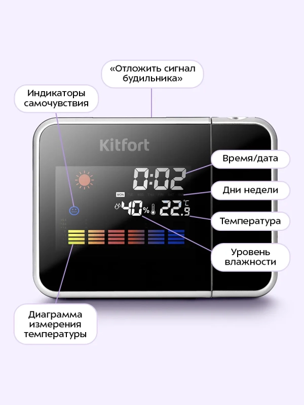 Часы с термометром и гигрометром КТ-3726