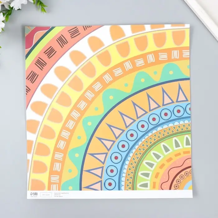 Бумага для скрапбукинга "Этнические узоры" плотность 180 гр 30,5х32 см