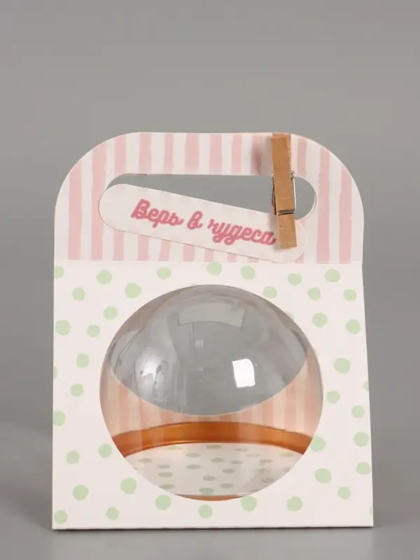 Коробка с куполом "Горошек мятный" 11,5 х 12 х 15,5 см