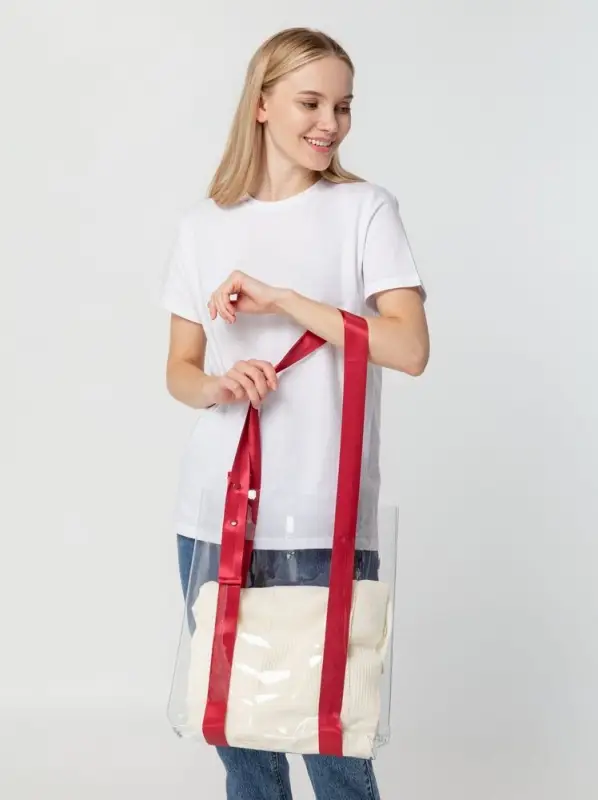 Шопер Clear Fest, прозрачный с красными ручками Шопер Clear Fest, прозрачный с красными ручками