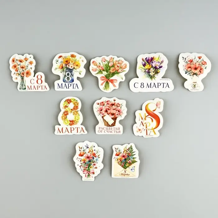Набор стикеров &laquo;8 марта&raquo;, 5 х 5 см