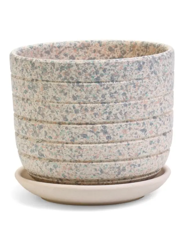 Горшок цветочный  с поддоном 0,8 л, белый керамика "Пряности" (М)