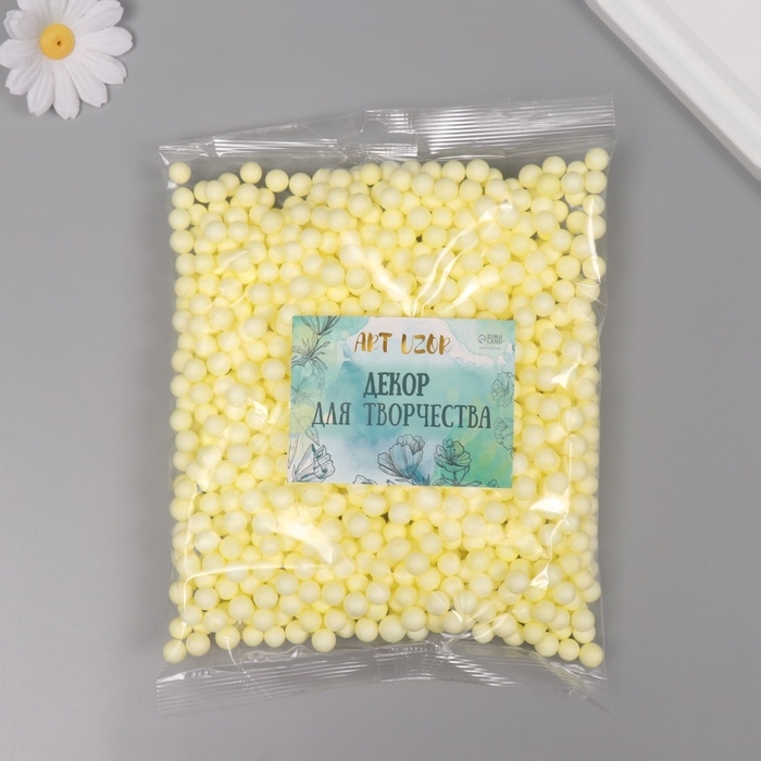 Декор для творчества пенопласт "Ассорти шариков" светло-жёлтый набор 10 гр