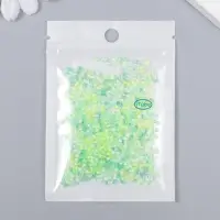 Бисер стекло 12/0 "Прозрачный. Цветная серединка. Зелёный" 10 гр