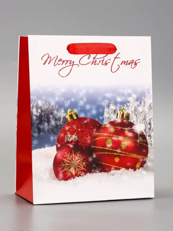 Пакет подарочный ламинированный "Новогодние игрушки", 18 х 23 х 10 см