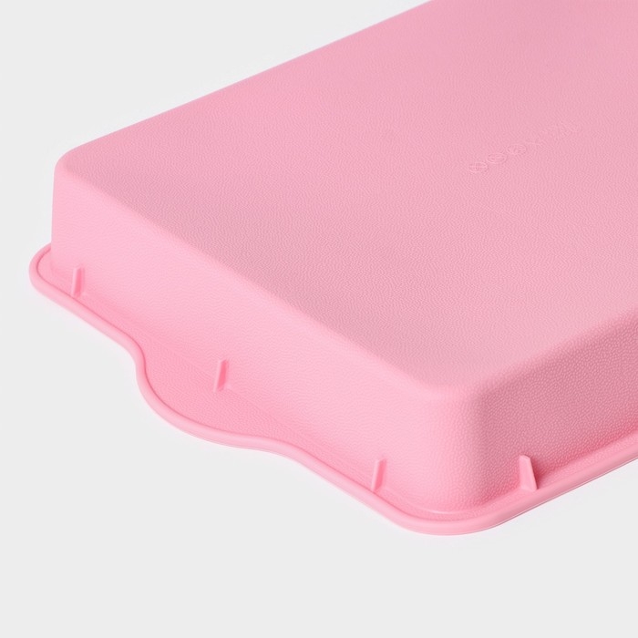 Форма для выпечки с ручками Доляна &laquo;Прямоугольник&raquo;, силикон, 30&times;22 см, цвет розовый