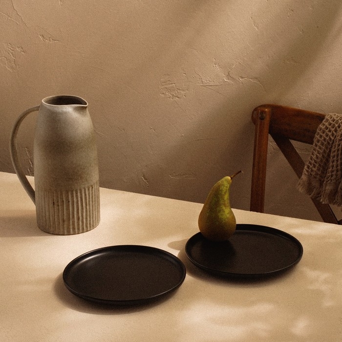 Набор тарелок фарфоровых SL Home &laquo;Дарк&raquo;, d=18 см, цвет чёрный