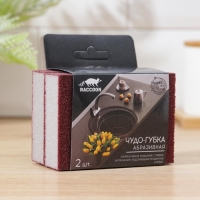 Губки для посуды Raccoon &laquo;Чудо-губка&raquo;, 2 шт, чистящие,10,5&times;7&times;5 см