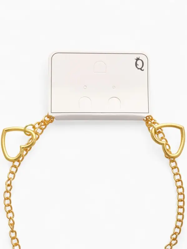 Цепочка на шею два сердца, затяжка, цвет золото