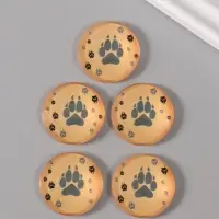 Кабошон стекло для творчества "Круг. Следы волка" 3х3 см