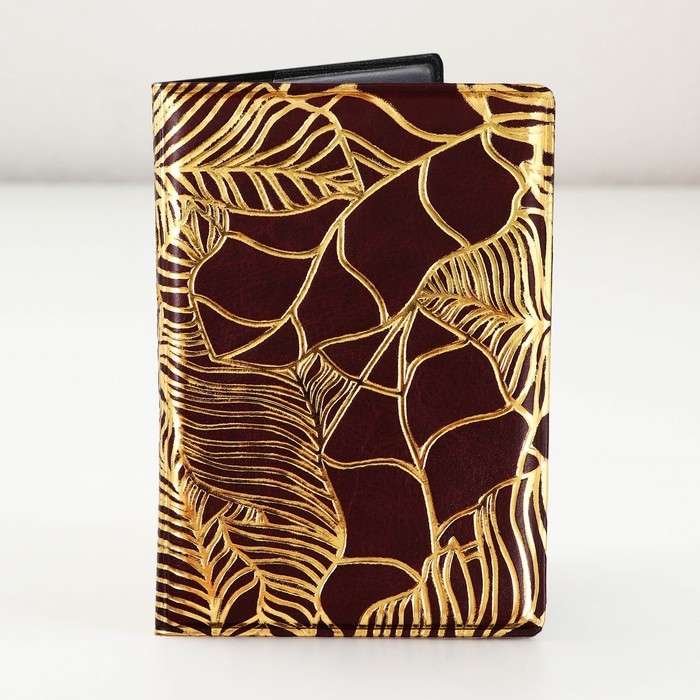 Обложка на паспорт &laquo;Текстурные листья&raquo;, искусственная кожа