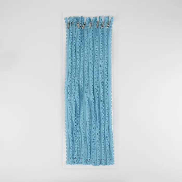 Молния &laquo;Спираль&raquo;, №3, неразъёмная, ажурная, замок автомат, 50 см, голубая