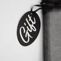 Мешочек подарочный органза черный &laquo;Подарок&raquo;, с шильдиком, 16 х 24 см +/- 1.5 см