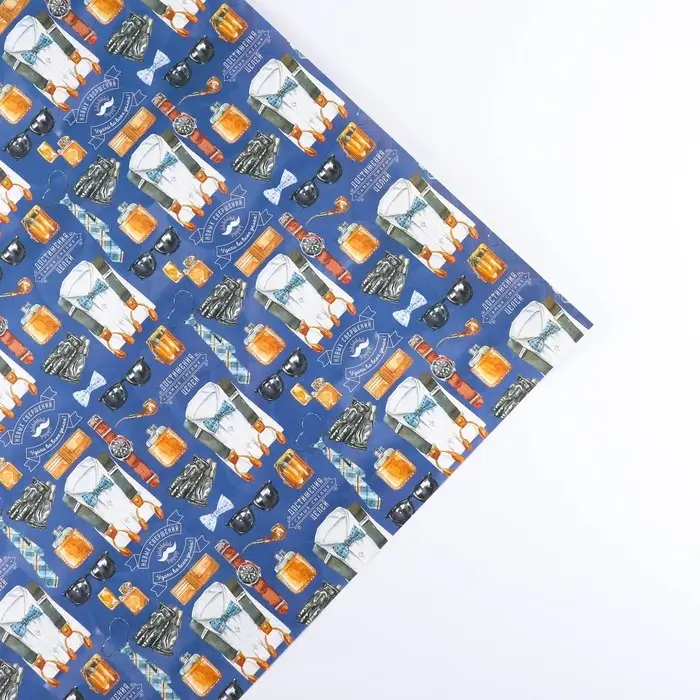 Бумага упаковочная двухсторонняя крафтовая &laquo;Джентельмен&raquo;, 70 х 100 см