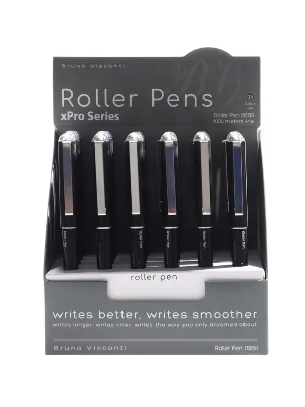 Ручка-роллер BrunoVisconti "XProRoll 0380" 0.5мм, стерж/черн с жидк чернилами