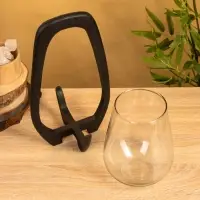 Подсвечник "Аура" 18х19х33 см, стекло, дерево