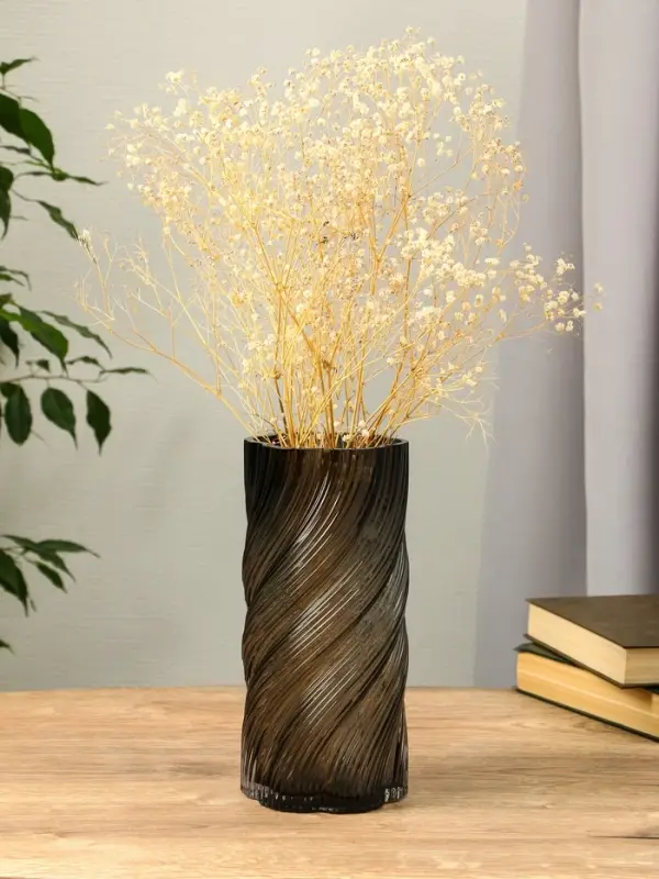 Ваза стекло настольная "Бриджит" 24х11 см, серый