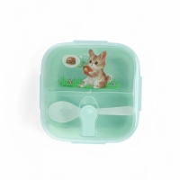 Ланч-бокс с клапаном, 3 секции, "Зайка", 14 х 14 х 5 см