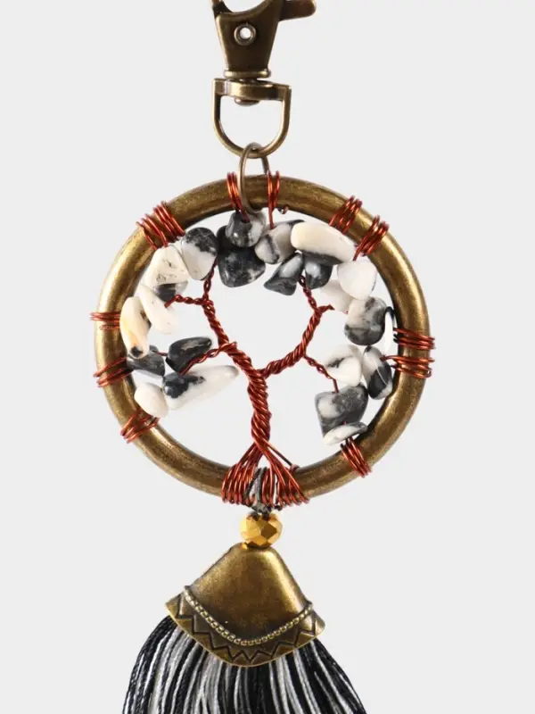 Брелок ловец снов "Великое древо" 19 см, цв. чёрно-белый