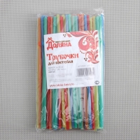 Трубочки одноразовые для напитков Доляна, 21 см, d=5 мм, 100 шт, с гофрой, цвет микс