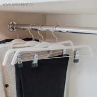 Плечики - вешалка для брюк и юбок Доляна, 37&times;16 см, широкие плечики, с зажимами, цвет белый
