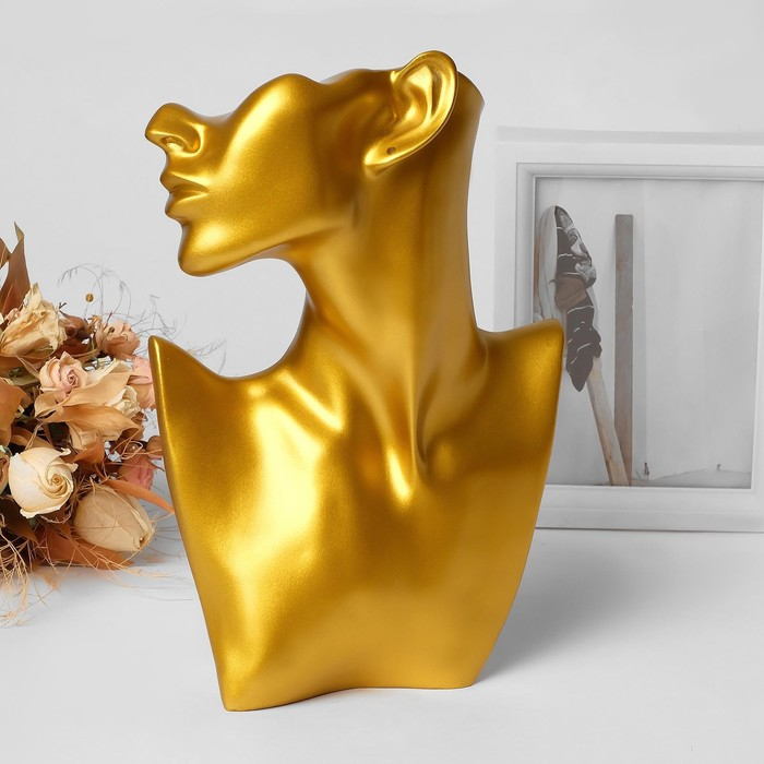 Бюст для украшений, пол-лица, отверстие под серьгу, 18&times;5&times;26, цвет золото