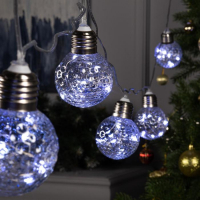 Гирлянда &laquo;Нить&raquo; 3 м с насадками &laquo;Лампочки шары&raquo;, IP20, прозрачная нить, 80 LED, свечение белое, 8 режимов, 220 В