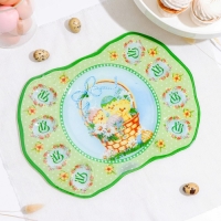 Подставка стеклянная для яиц 8 ячеек Доляна &laquo;Пасхальные цыплята&raquo;, 35&times;24,5 см