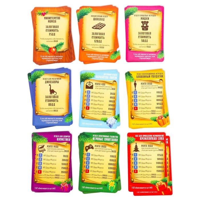 Новогодняя настольная игра &laquo;Новый год: MONEY POLYS. Фабрика Деда Мороза&raquo;, 60 карт, 44 фигурки, 6 фишек, 2 кубика, 10+