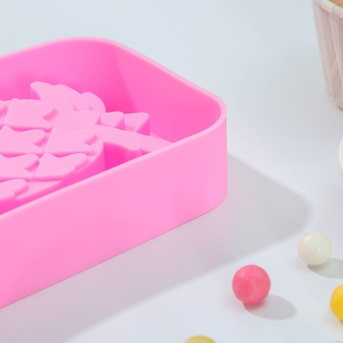 Форма для мороженого Доляна &laquo;Ананас&raquo;, силикон, 14&times;7,5&times;2,5 см, цвет розовый