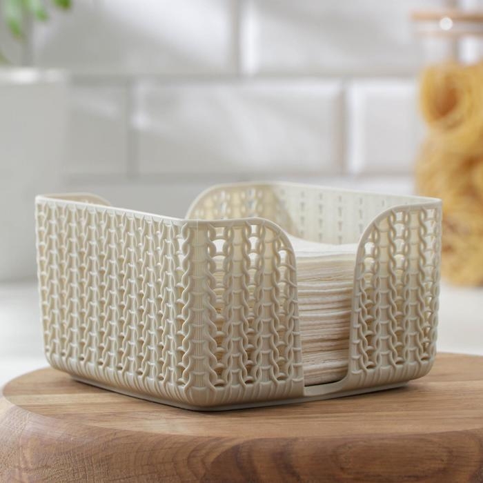 Салфетница &laquo;Вязание&raquo;, цвет белый ротанг