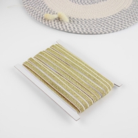 Резинка с глиттером, 10 мм, 10 &plusmn; 1 м, цвет белый/золотой