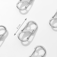 Карабин металлический, двойной, 40 &times; 18 мм, 5 шт, цвет серебряный