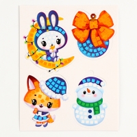 Аппликация стикерами на новый год. Елочные игрушки &laquo;Новогодняя сказка&raquo;, новогодний набор для творчества