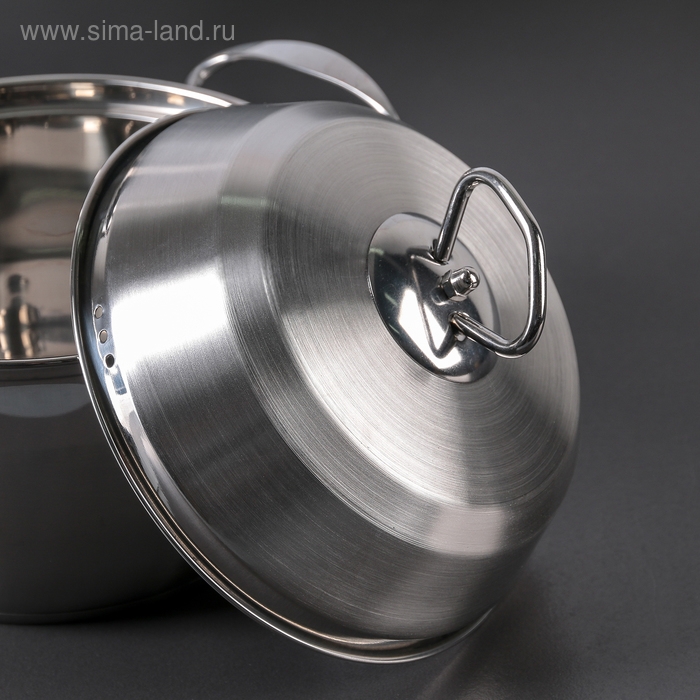 Набор кастрюль из нержавеющей стали &laquo;Тиссен&raquo;, 5 предметов: 1,8 л, 2,5 л, 3,5 л, 4,5 л, 6 л, d=18/20/22/24/26 см, металлические крышки