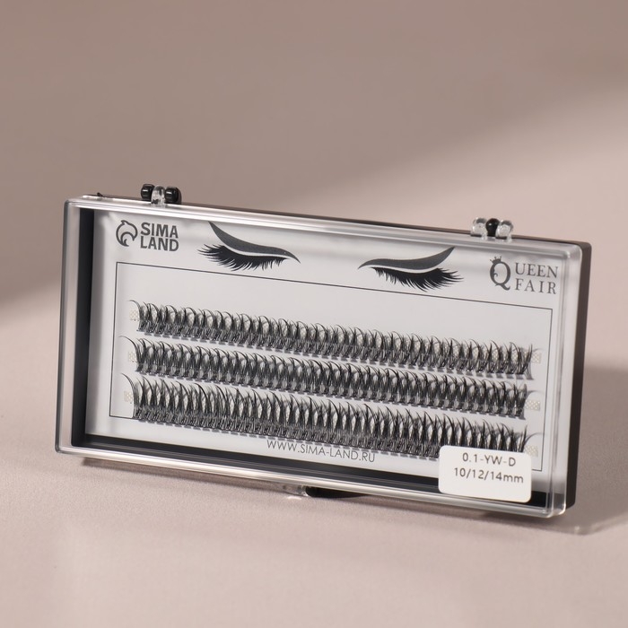 Набор накладных ресниц &laquo;Ласточкин хвост&raquo;, пучки, 10, 12, 14 мм, толщина 0,1 мм, изгиб D, 12 D
