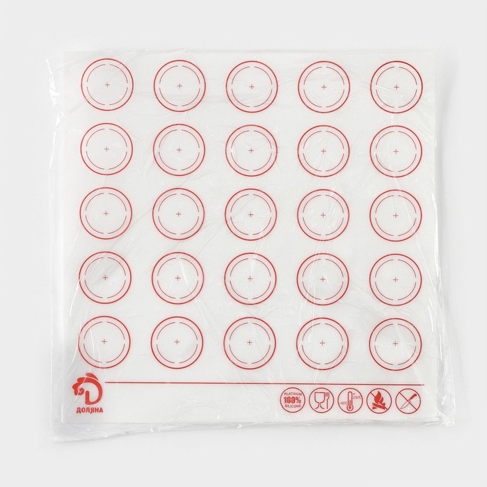 Армированный коврик для выпечки макаронс Доляна &laquo;Макарон. Доляна&raquo;, силикон, 27,5&times;27,5 см, цвет белый