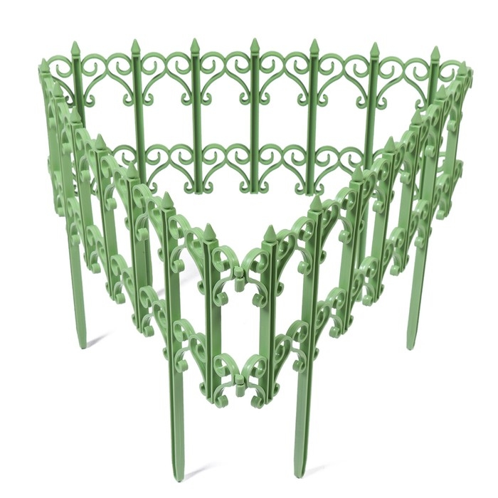 Ограждение декоративное, 25 &times; 180 см, 5 секций, пластик, салатовое, &laquo;Классика&raquo;