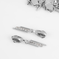 Бегунок автоматический для молнии &laquo;Спираль&raquo;, №7, декоративный &laquo;Стразы&raquo;, 10 шт, цвет никель