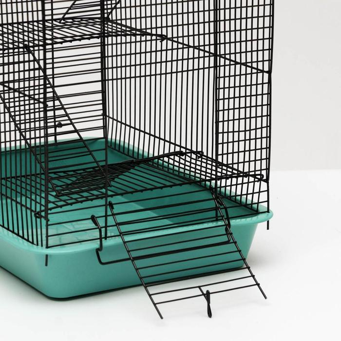 Клетка для грызунов "Пижон" №9, с 3-я этажами, без наполнения, 33 х 24 х 38 см, бирюзовая