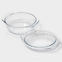 Кастрюля из жаропрочного стекла для запекания Доляна &laquo;Фуэго&raquo;, 1 л, 20,7&times;18&times;8 см, с крышкой