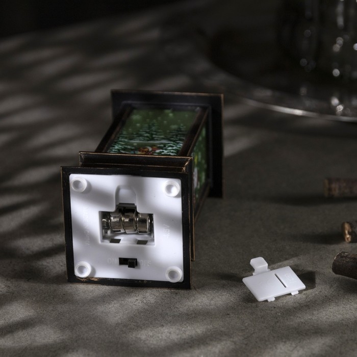 Светодиодная фигура &laquo;Фонарь со снеговиком&raquo; 5.5 &times; 13 &times; 5.5 см, пластик, батарейки AG13х3 (в комплекте), свечение тёплое белое