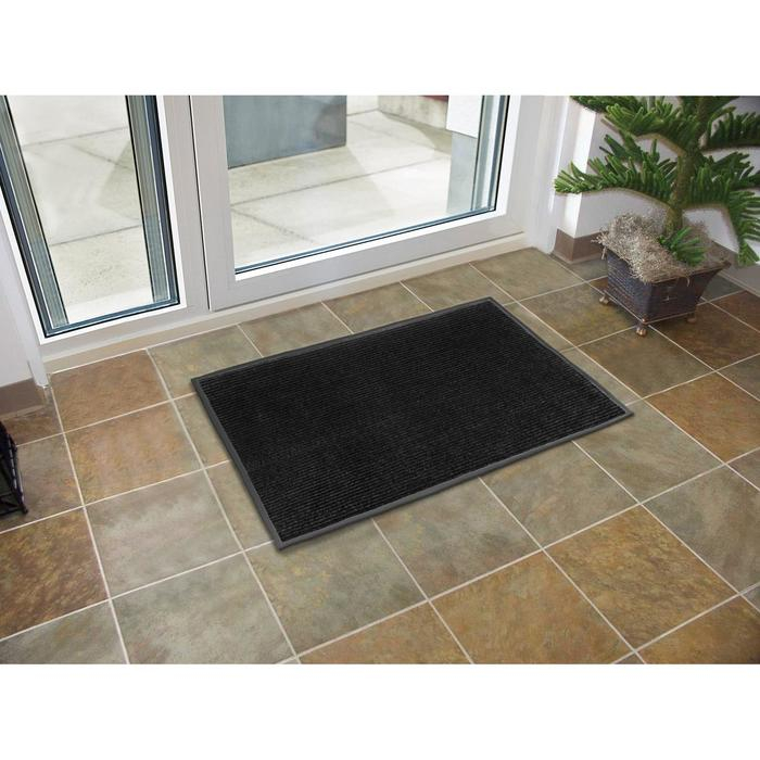 Коврик придверный влаговпитывающий, ребристый, &laquo;Стандарт&raquo;, 80&times;120 см, цвет чёрный