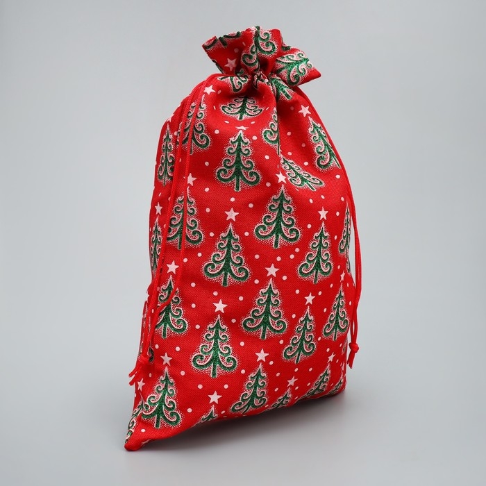 Мешочек подарочный холща &laquo;Добра в Новом Году&raquo;, ёлки, 20 х 30 см +/- 1.5 см, Новый год