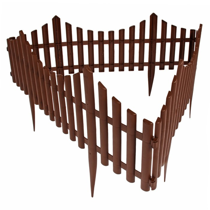 Ограждение декоративное, 30 &times; 300 см, 5 секций, пластик, коричневое, Greengo