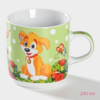 Набор детской посуды из керамики Доляна &laquo;Щенок&raquo;, 3 предмета: кружка 230 мл, миска 400 мл, тарелка d=18 см