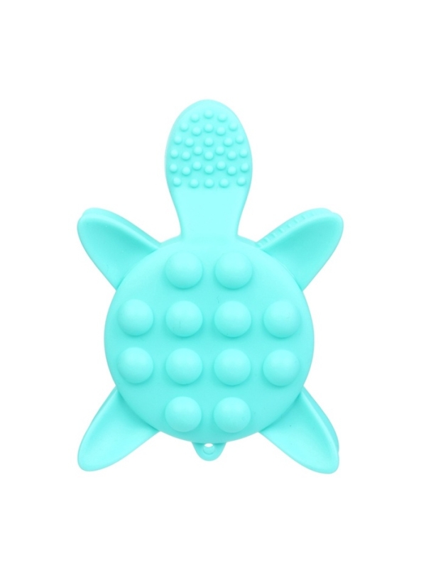 Прорезыватель силиконовый для зубов с погремушкой Крошка Я &laquo;Черепаха&raquo;, бирюзовый