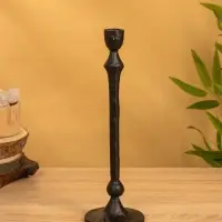 Подсвечник "Лава" 10х10х32 см, алюминий, цв чёрный