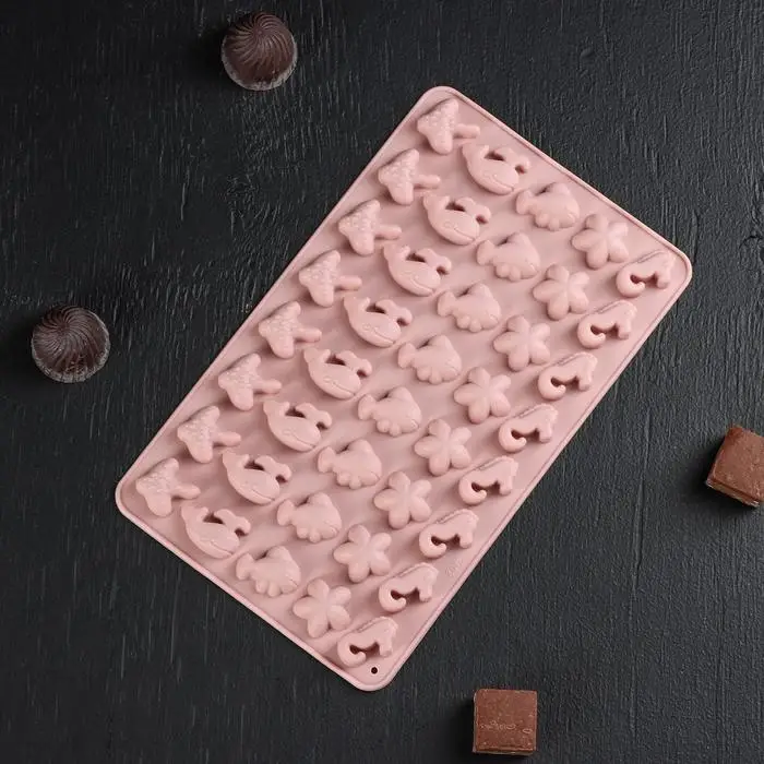 Форма для мармелада Доляна &laquo;Морские секреты&raquo;, силикон, 21,5&times;13&times;1 см, 40 ячеек, цвет МИКС